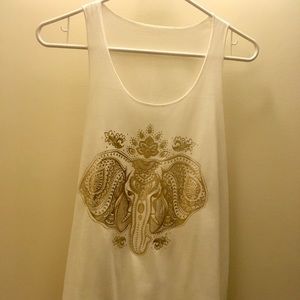 Elephant gold print tank top